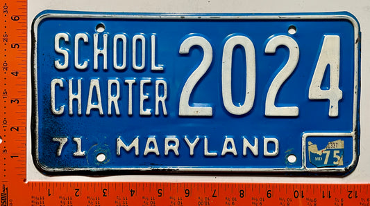 1975 Maryland #2024 School Charter License Plate