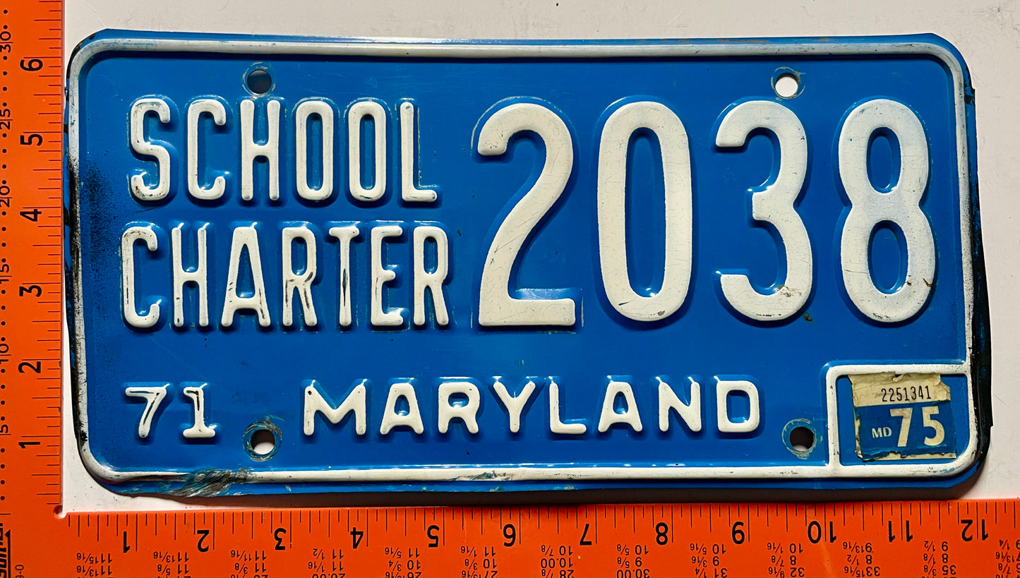 1975 Maryland #2038 School Charter License Plate