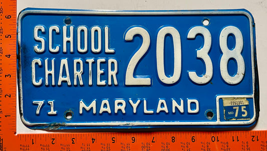 1975 Maryland #2038 School Charter License Plate