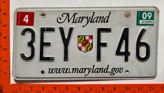 2009 Maryland #3EY F46 Passenger License Plate