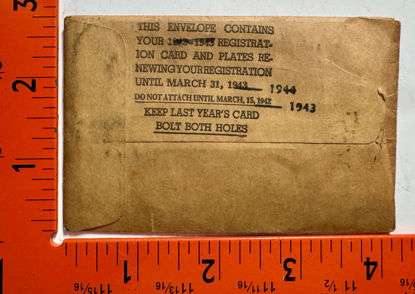 1944 Maryland #521732 Passenger License Plate Date Tab (NOS)
