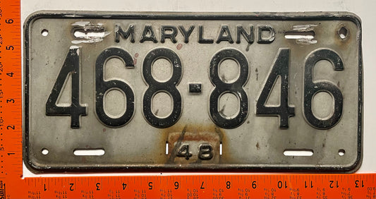 1948 Maryland #468-846 Passenger License Plate
