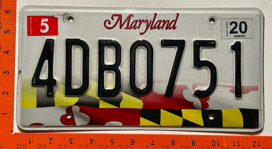2020 Maryland #4DB0751 Passenger License Plate