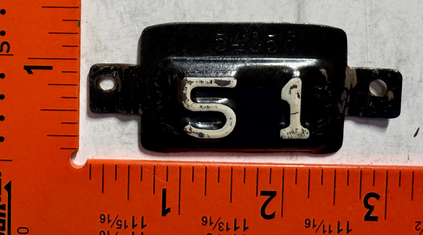 1951 Maryland #54056 Passenger License Plate Date Tab