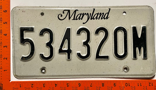 undated Maryland #534320M Multi-Purpose Vehicle License Plate