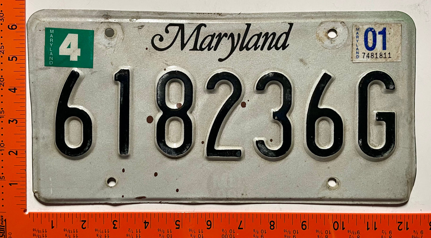2001 Maryland #618236G Trailer License Plate