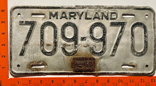 1951 Maryland #709-970 Passenger License Plate