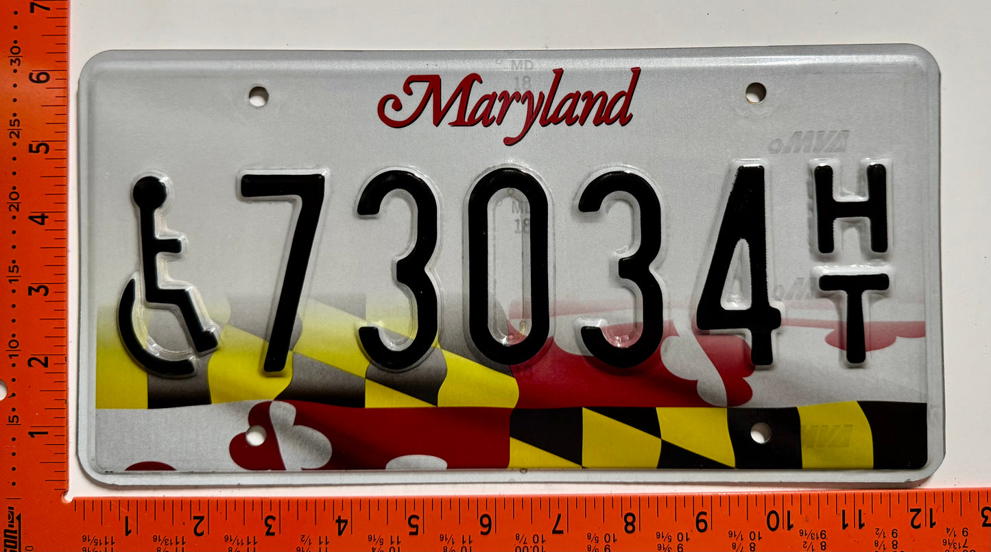 undated Maryland #73034 H/T Handicapped License Plate