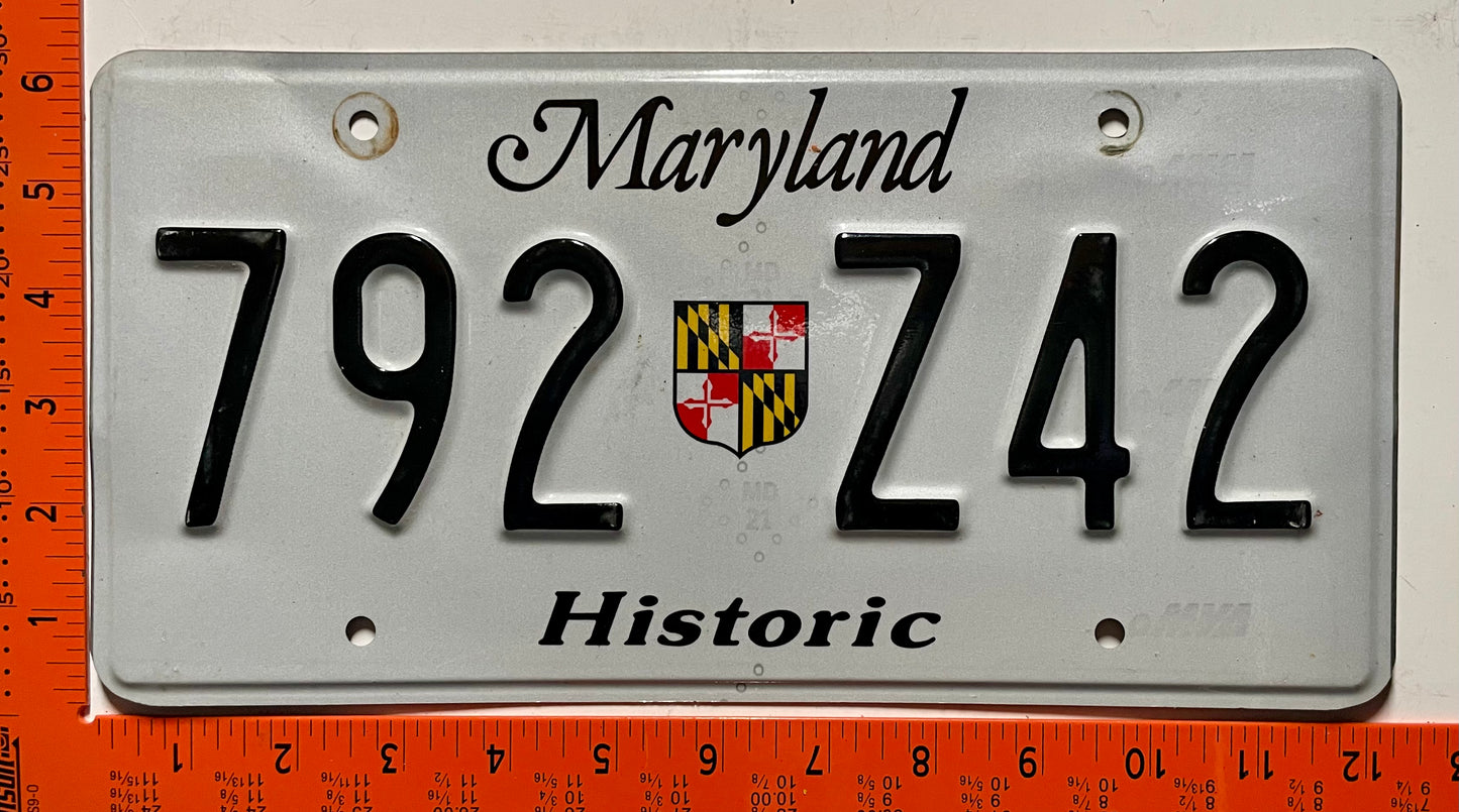undated Maryland #792 Z42 Historic License Plate