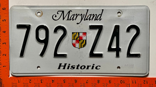 undated Maryland #792 Z42 Historic License Plate