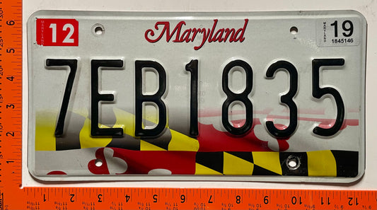 2019 Maryland #7EB1835 Passenger License Plate