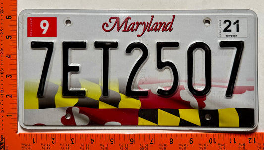2021 Maryland #7ET2507 Passenger License Plate
