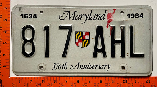 1984 Maryland #817 AHL 350th Anniversary Optional License Plate