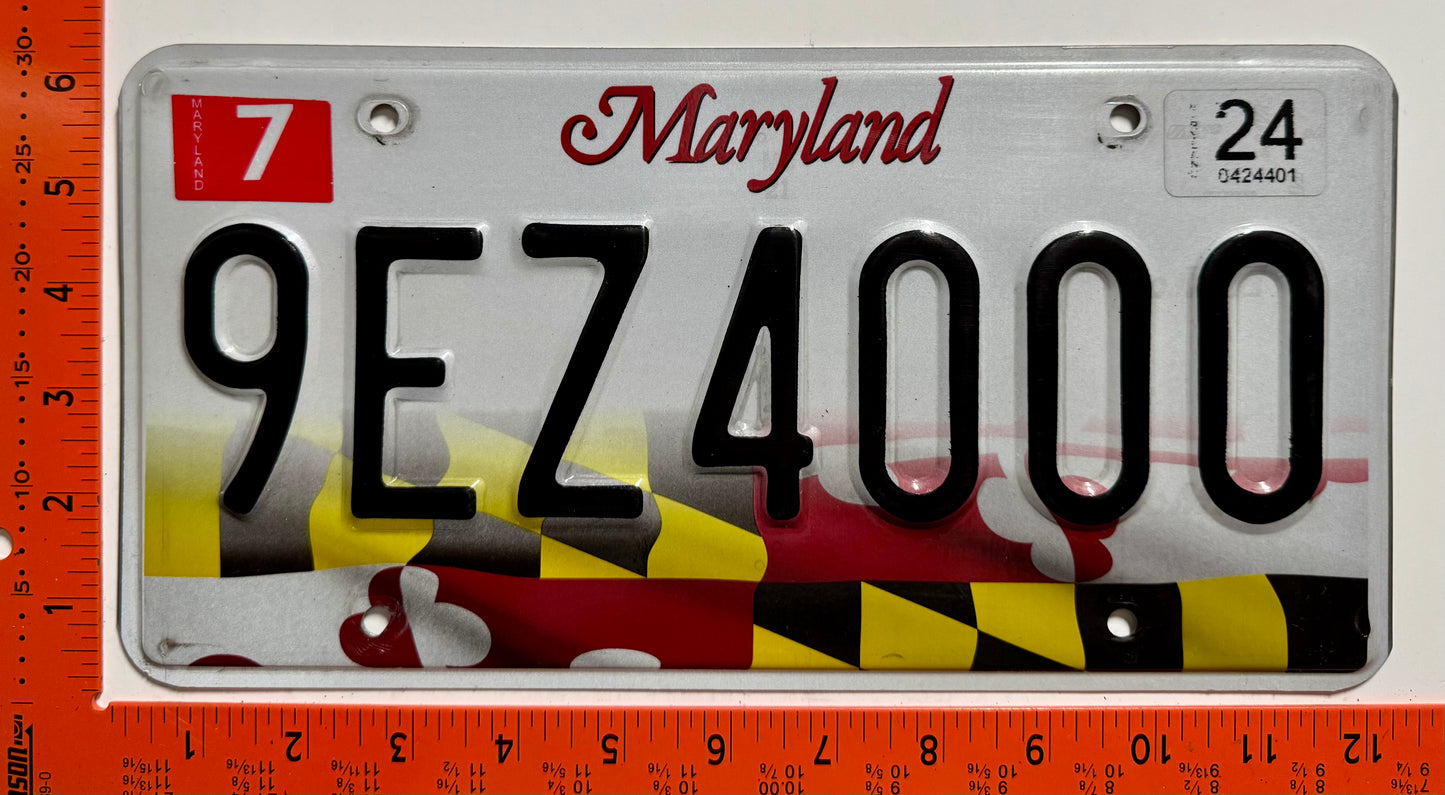 2024 Maryland #9EZ4000 Passenger License Plate