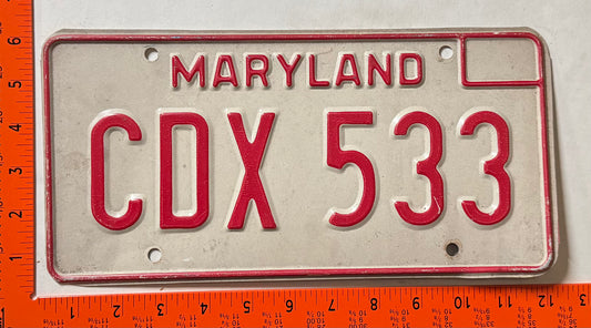 1976 Maryland #CDX 533 Passenger License Plate