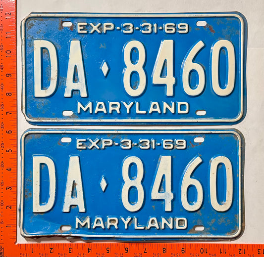 1969 Maryland #DA-8460 Passenger License Plate Pair