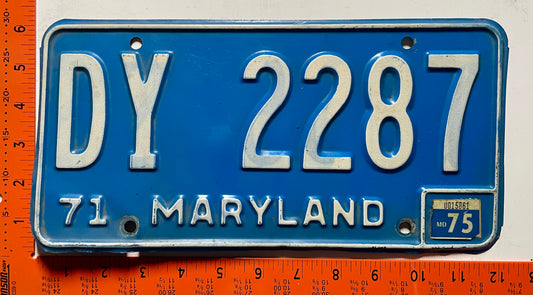 1975 Maryland #DY 2287 Passenger License Plate
