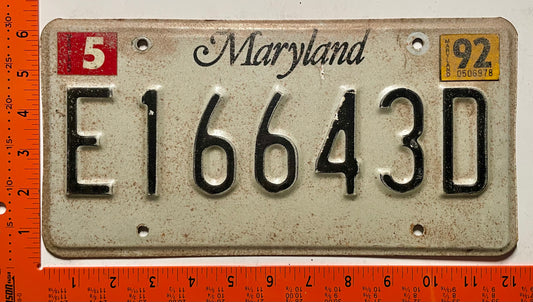 1992 Maryland #E16643D Dump Truck License Plate