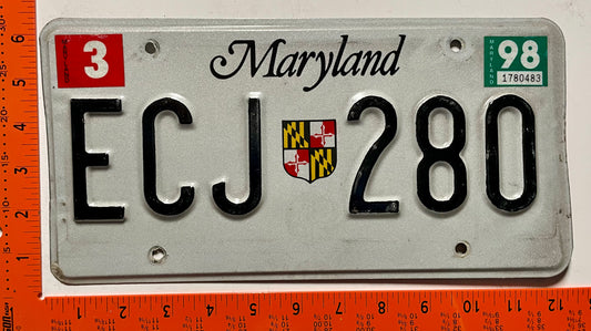 1998 Maryland #ECJ 280 Passenger License Plate