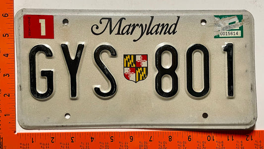 undated Maryland #GYS 801 Passenger License Plate
