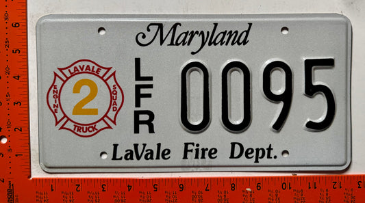 undated Maryland #L/F/R 0095 LaVale Fire Dpt License Plate