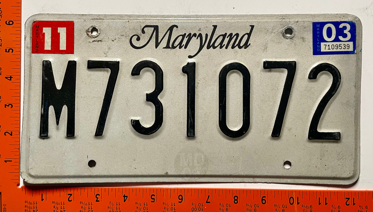 2003 Maryland #M731072 Multi-Purpose Vehicle License Plate
