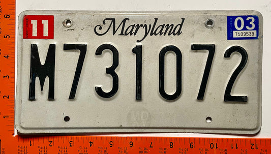 2003 Maryland #M731072 Multi-Purpose Vehicle License Plate