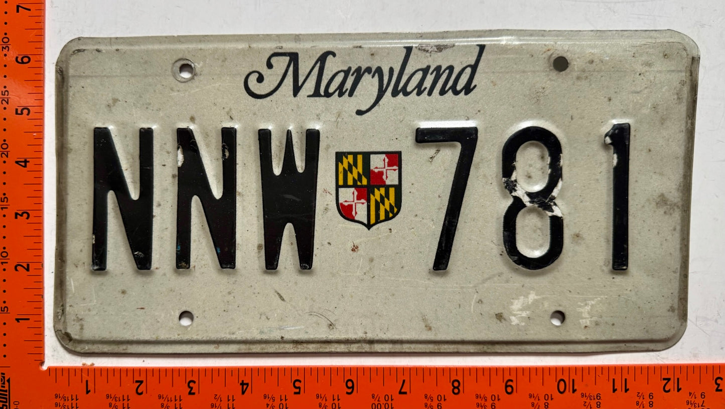 undated Maryland #NNW 781 Passenger License Plate (Crafter)