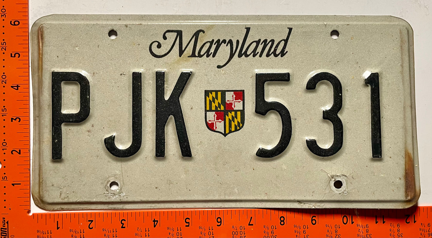 undated Maryland #PJK 531 Passenger License Plate