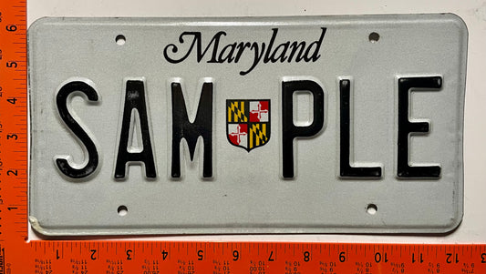 undated Maryland #SAM PLE Passenger Sample License Plate