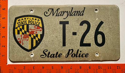 undated Maryland #T-26 State Police License Plate