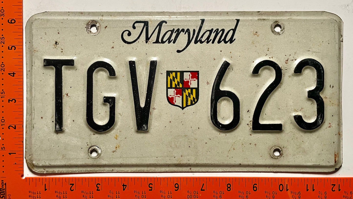 undated Maryland #TGV 623 Passenger License Plate