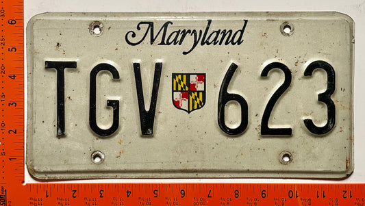 undated Maryland #TGV 623 Passenger License Plate
