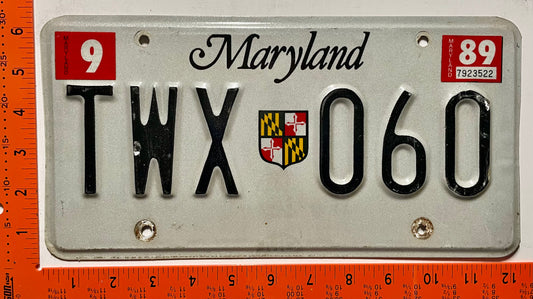 1989 Maryland #TWX 060 Passenger License Plate