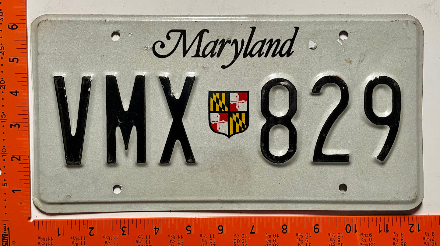 undated Maryland #VMX 829 Passenger License Plate