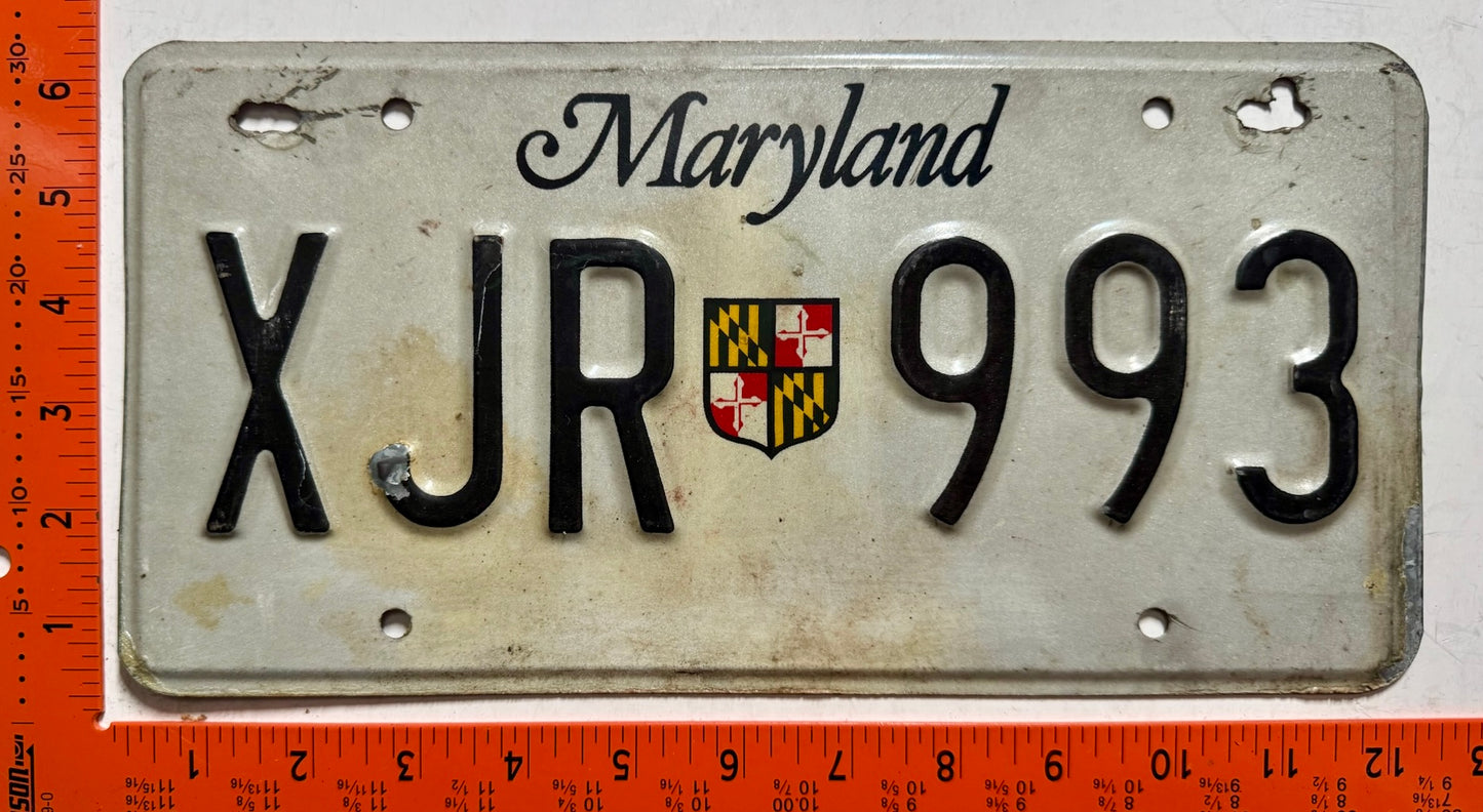 undated Maryland #XJR 993 Passenger License Plate (Crafter)