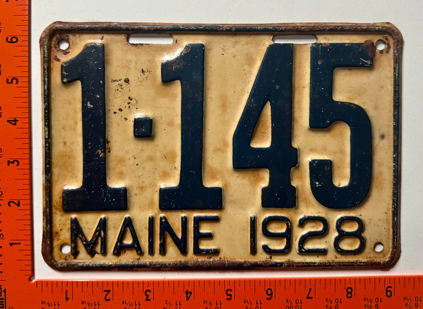 1928 Maine #1-145 Passenger License Plate