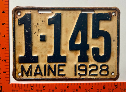 1928 Maine #1-145 Passenger License Plate