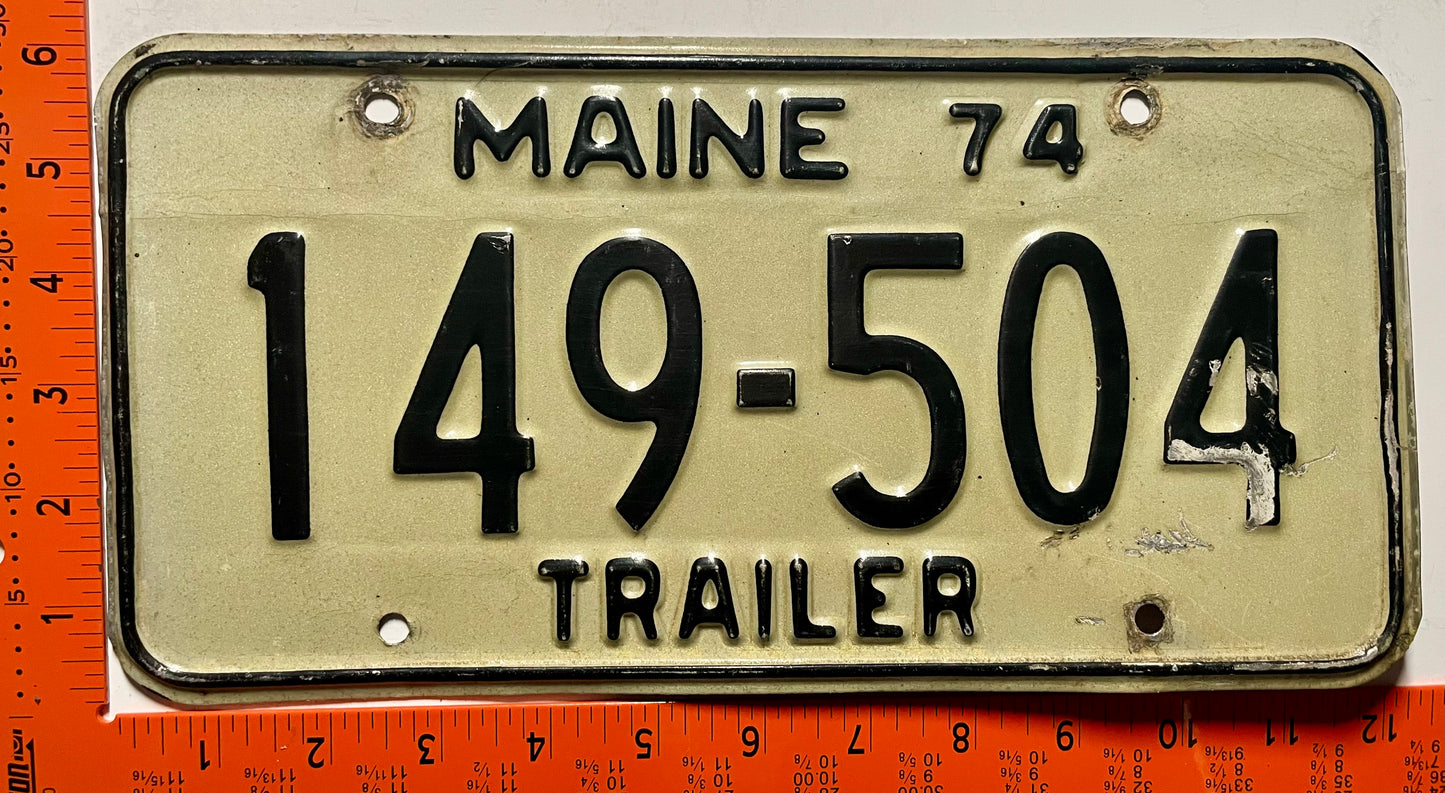 1974 Maine #149-504 Trailer License Plate