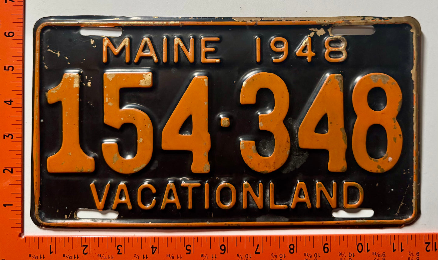 1948 Maine #154-348 Passenger License Plate (Brass)