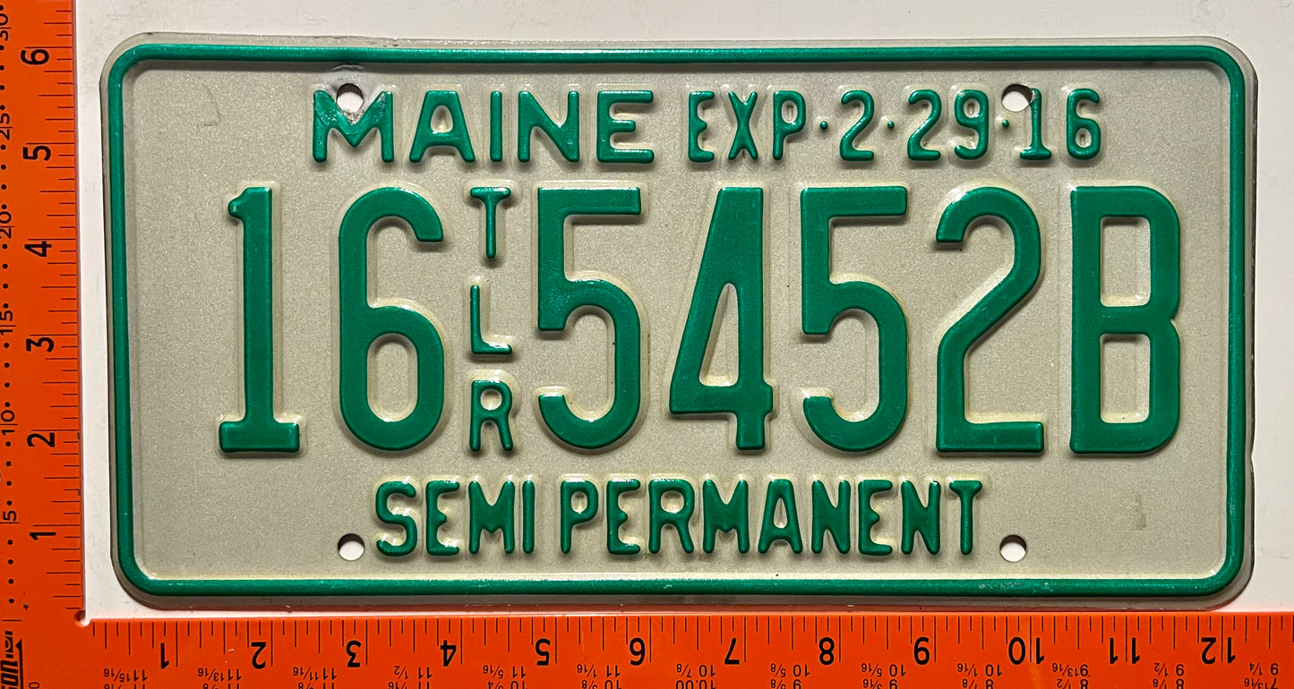 2016 Maine #16 5452B Trailer License Plate