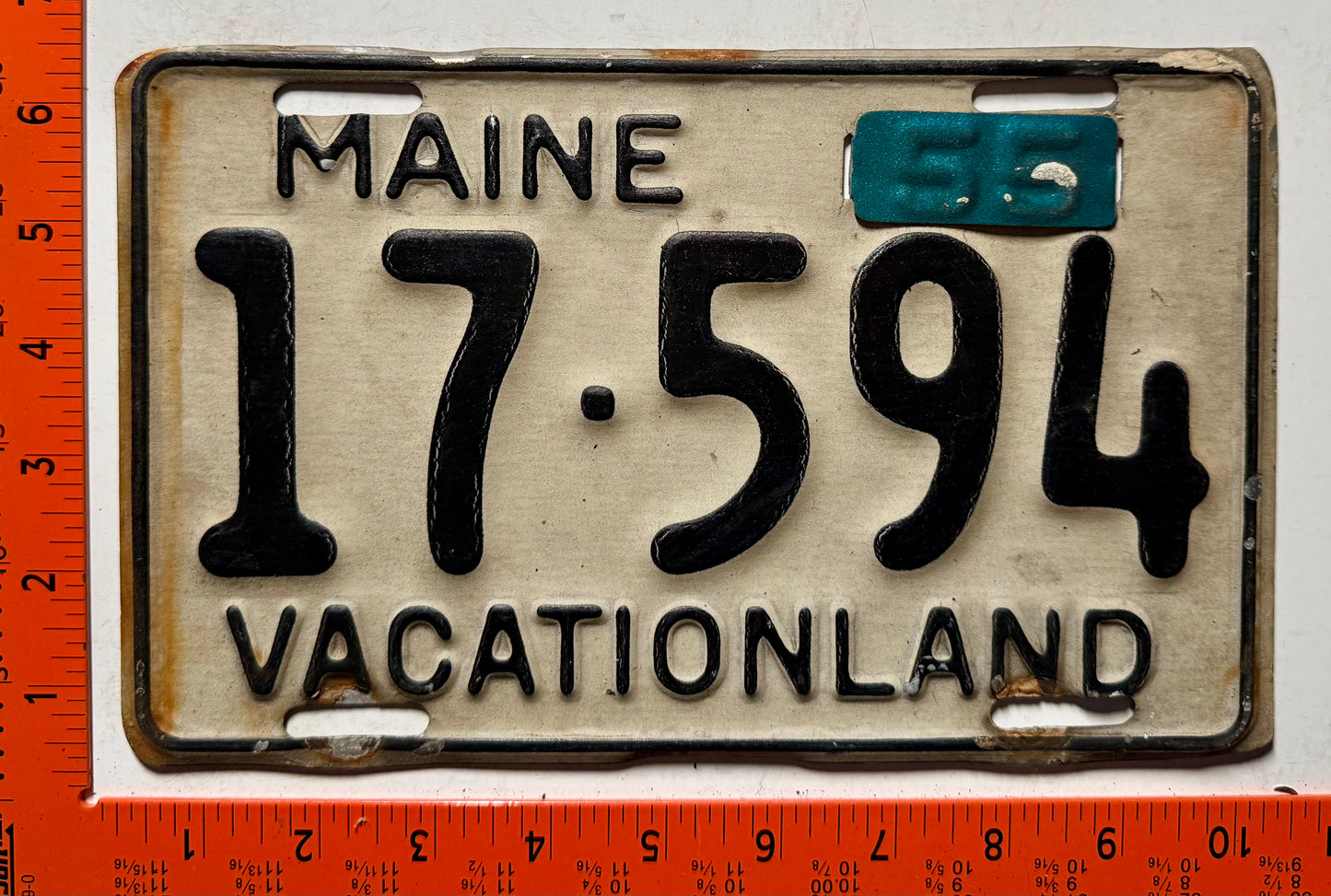 1955 Maine #17-594 Passenger License Plate