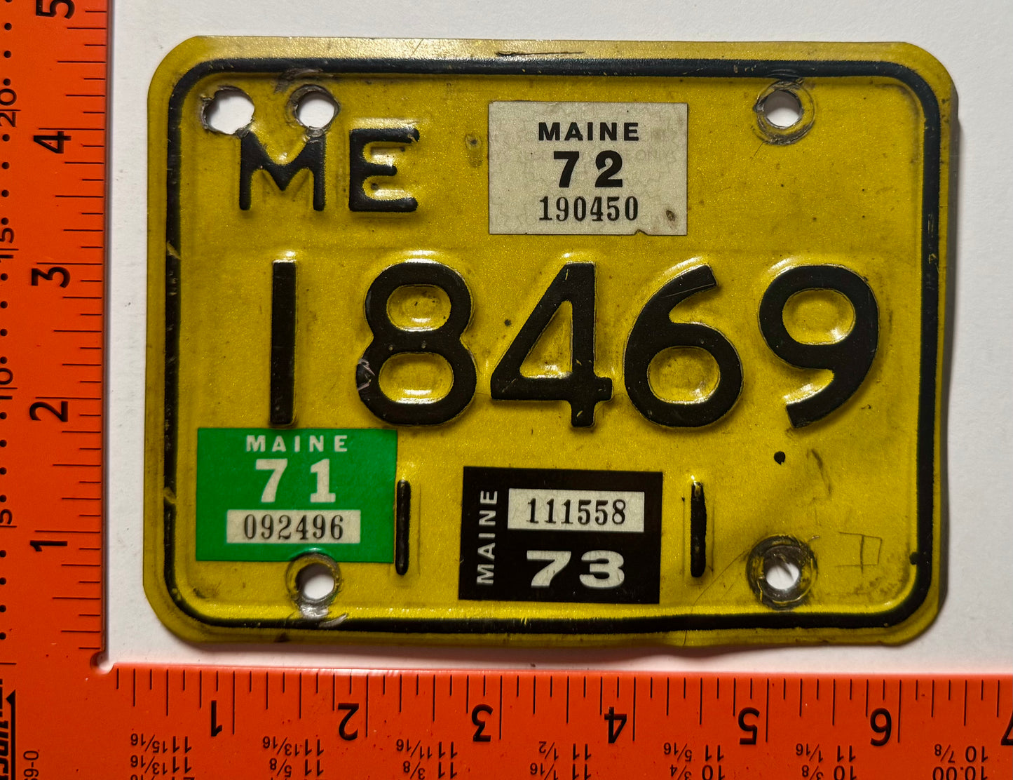 1971/1972/1973 Maine #18469 Motorcycle License Plate