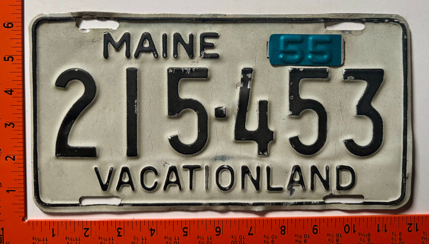 1955 Maine #215-453 Passenger License Plate
