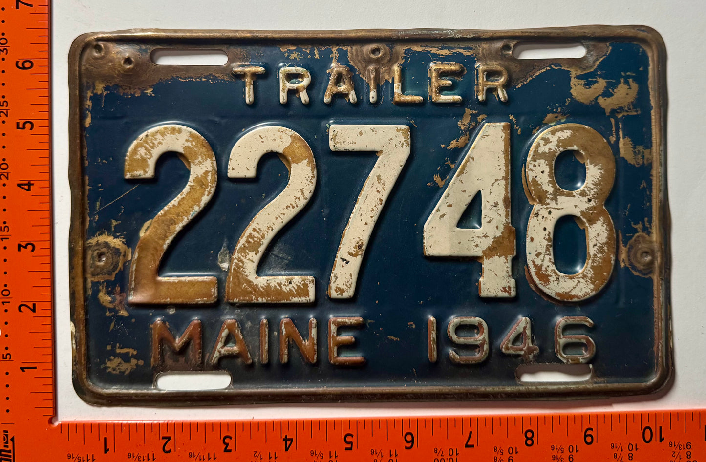 1946 Maine #22748 Trailer License Plate (Brass)