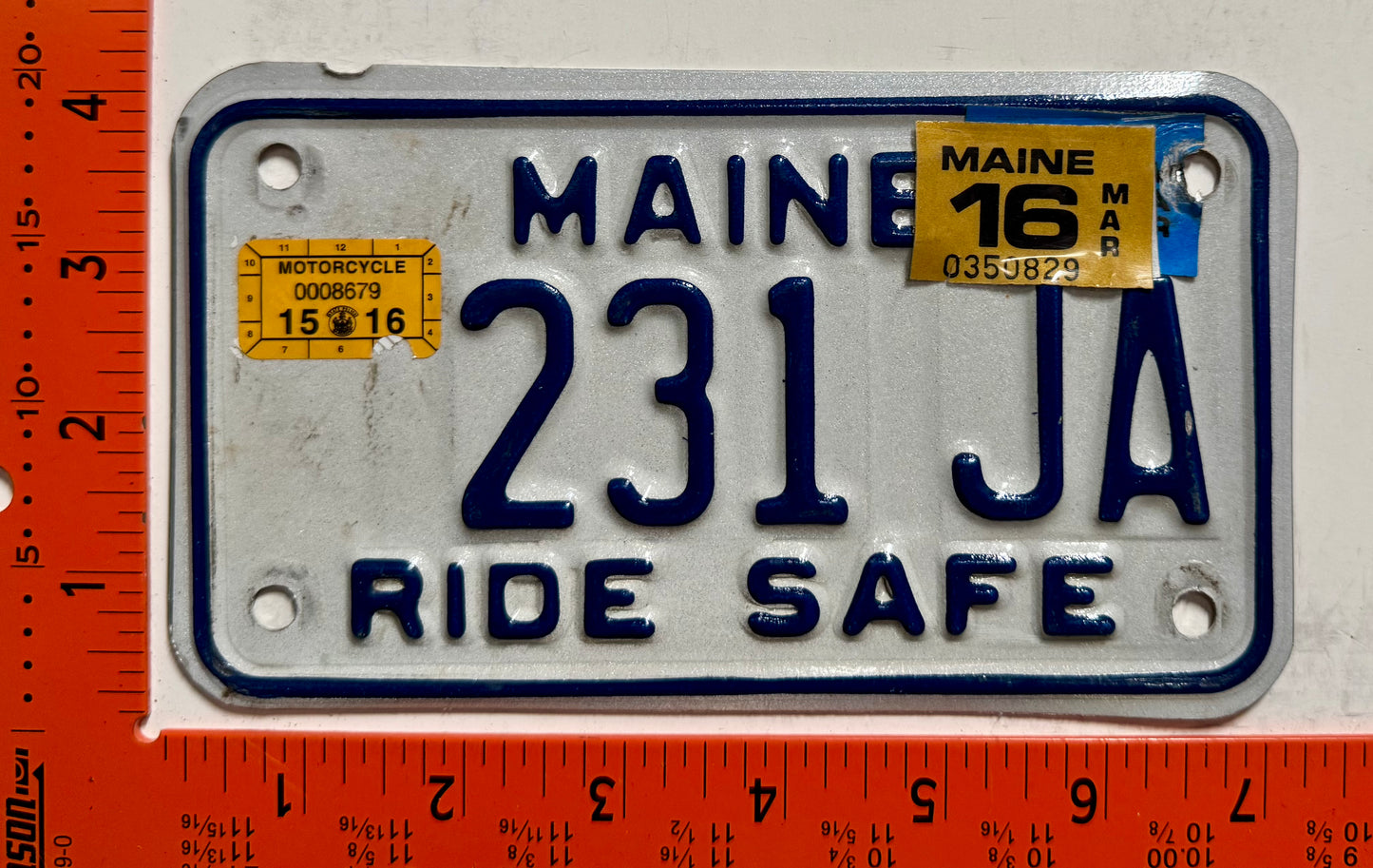 2016 Maine #231 JA Motorcycle License Plate