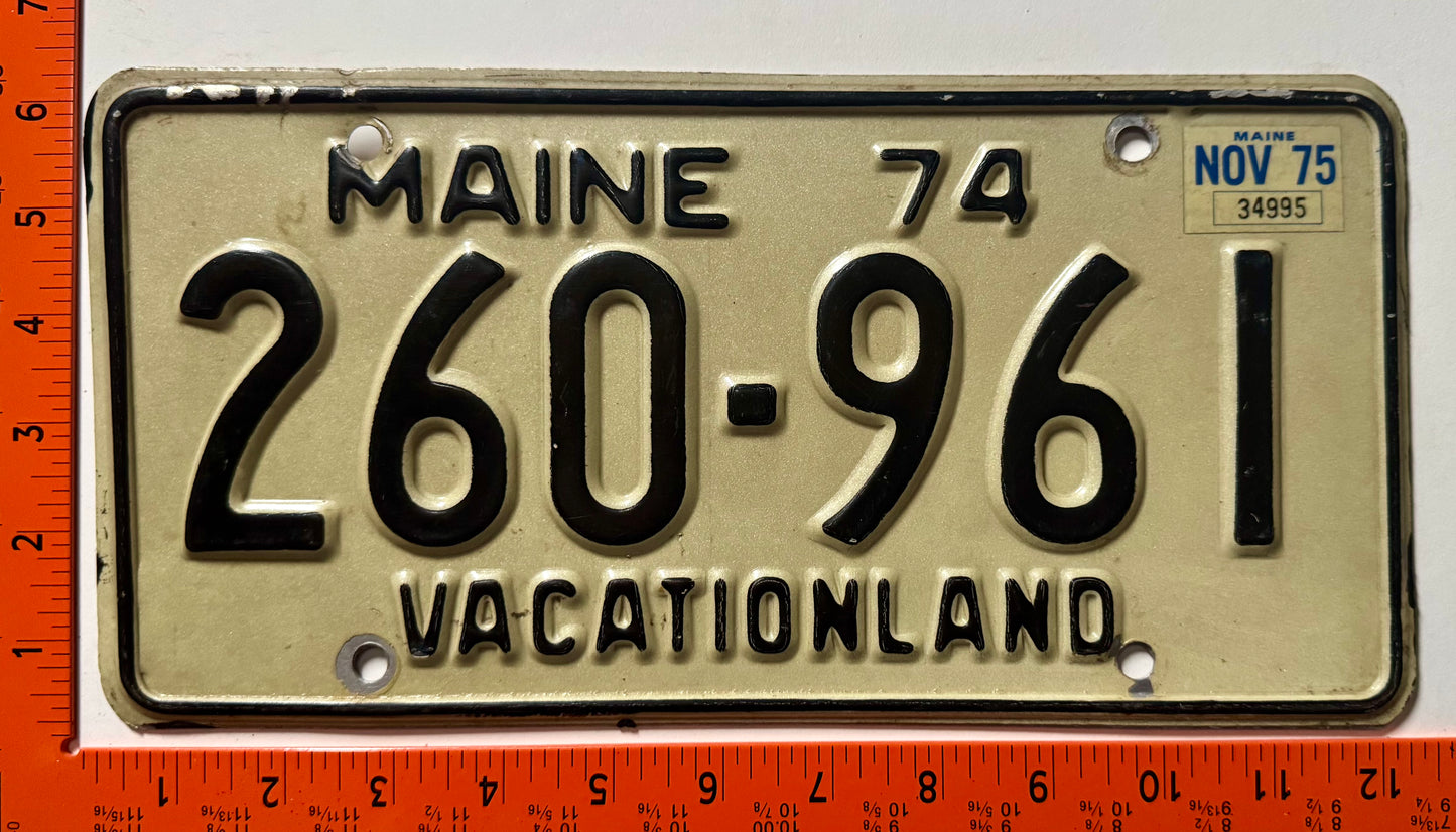 1975 Maine #260-961 Passenger License Plate