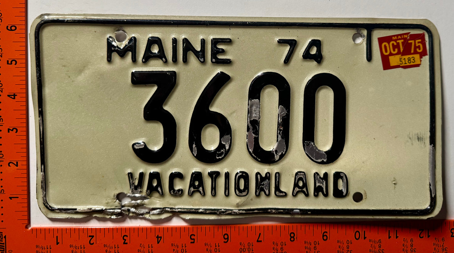 1975 Maine #3600 Passenger License Plate