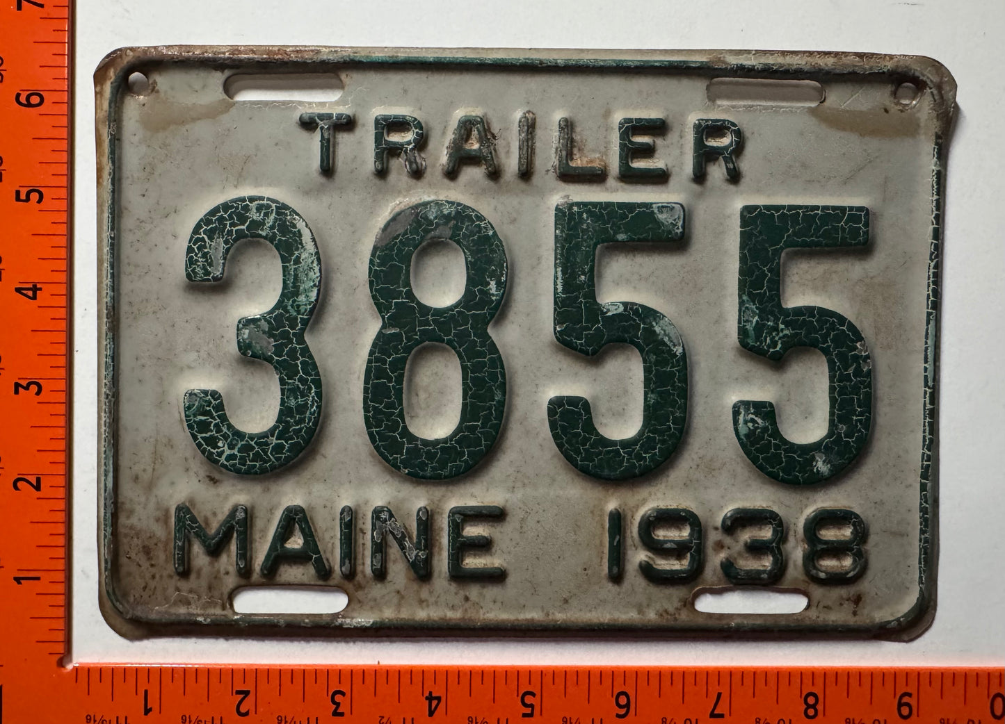 1938 Maine #3855 Trailer License Plate