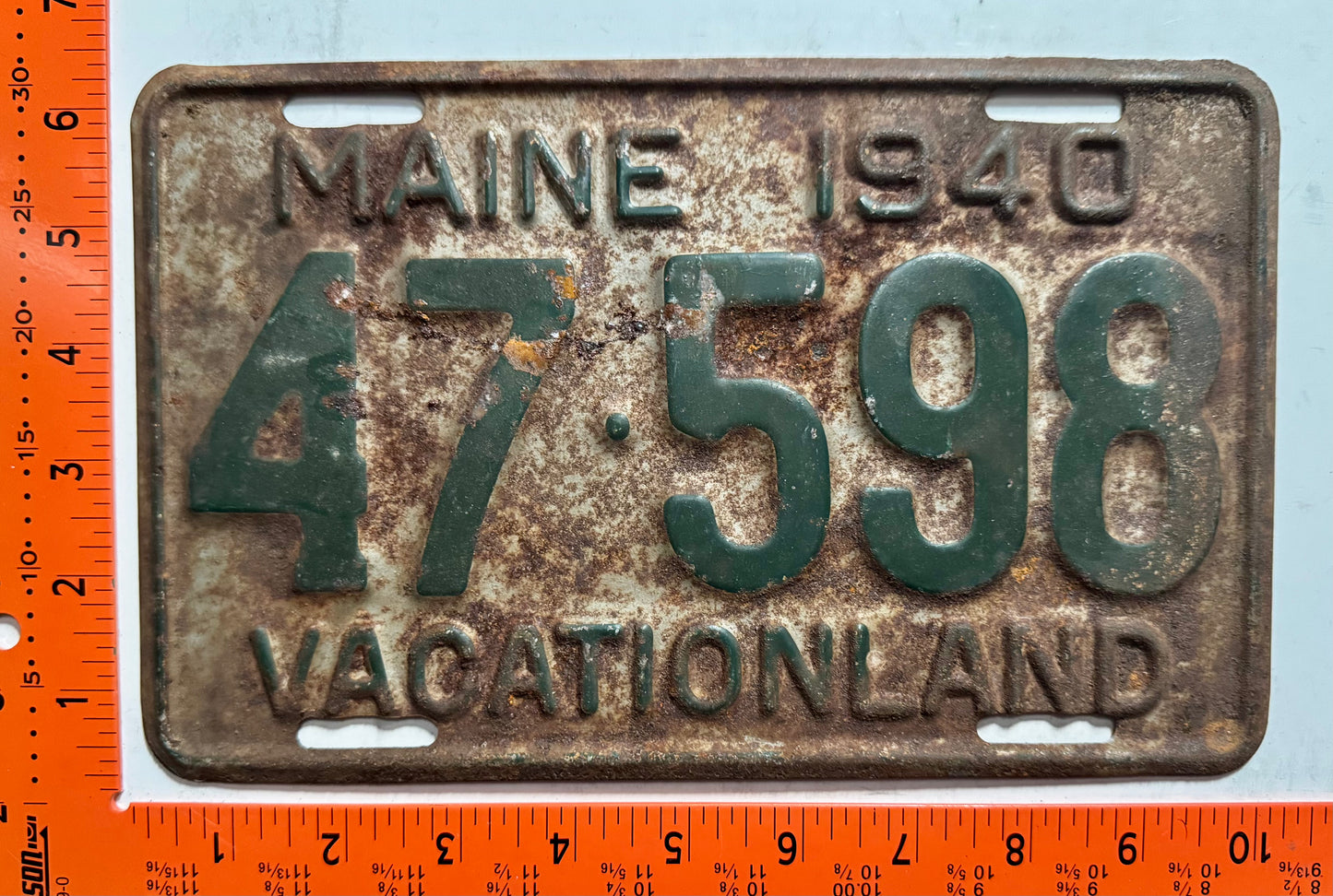 1940 Maine #47-598 Passenger License Plate